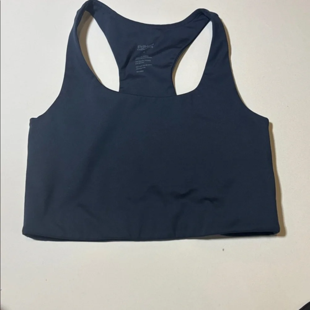 Girlfriend Collective Navy Racerback Sports Bra Size small